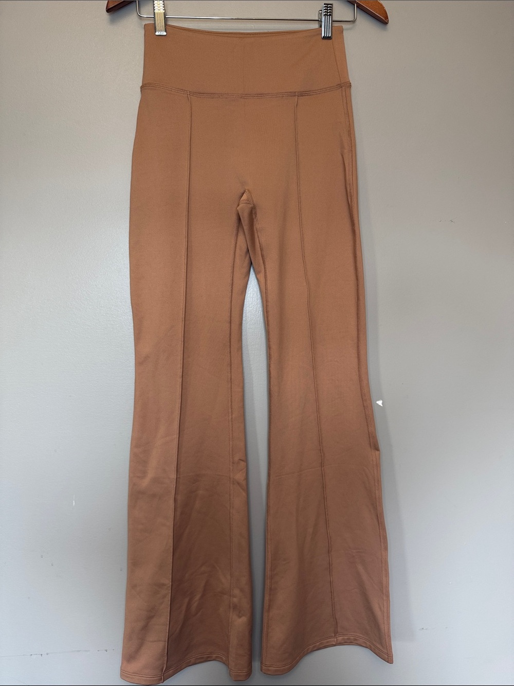 Victoria's Secret High-Waist Flare Pants in Camel Brown with soft fleece lining